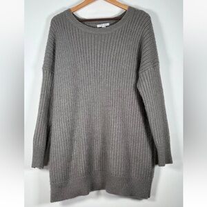 Favlux Fashion Gray Oversized Sweater Medium Cozycore Ribbed Pullover Fuzzy